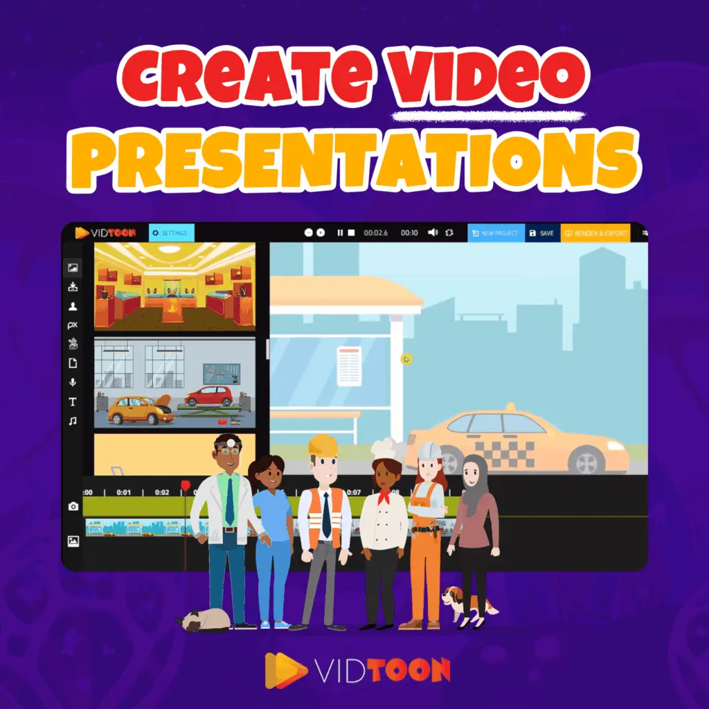 Vidtoon 2.1 2D animation software dashboard interface