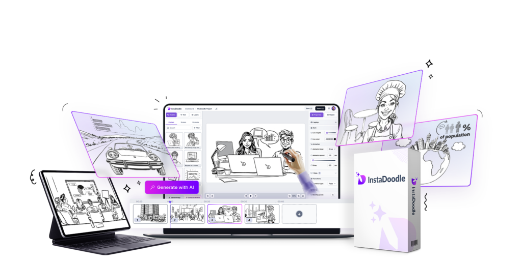 InstaDoodle AI whiteboard video software interface